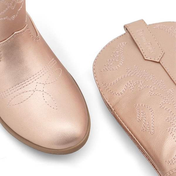 Mid Calf Kids Cowboy Riding Boots - ROSE GOLD - 2
